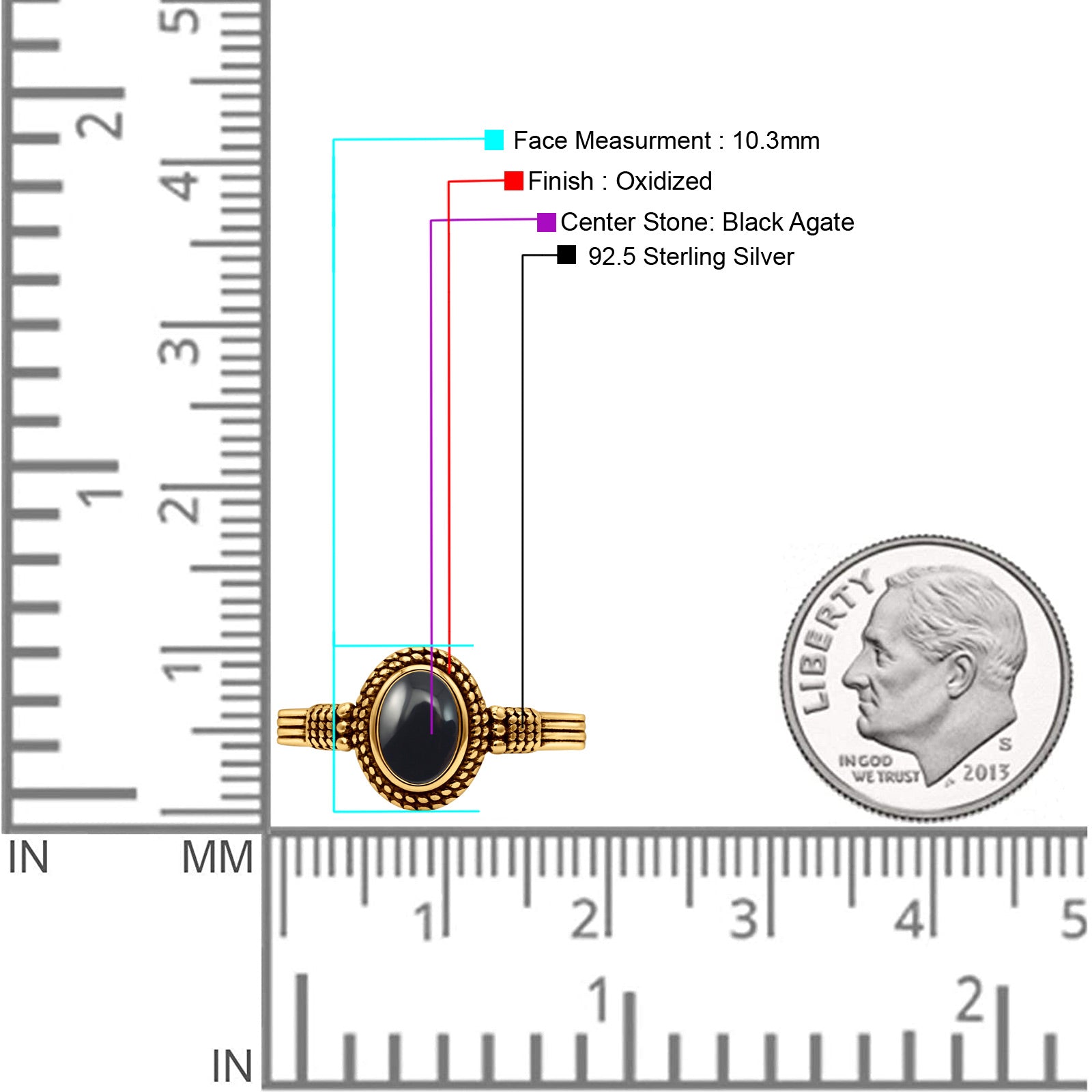 Oxidized Petite Oval Lab Created Opal Ring 925 Sterling Silver