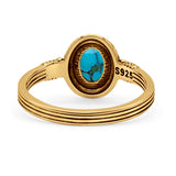 Oxidized Petite Oval Lab Created Opal Ring 925 Sterling Silver