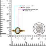 Oxidized Petite Oval Lab Created Opal Ring 925 Sterling Silver