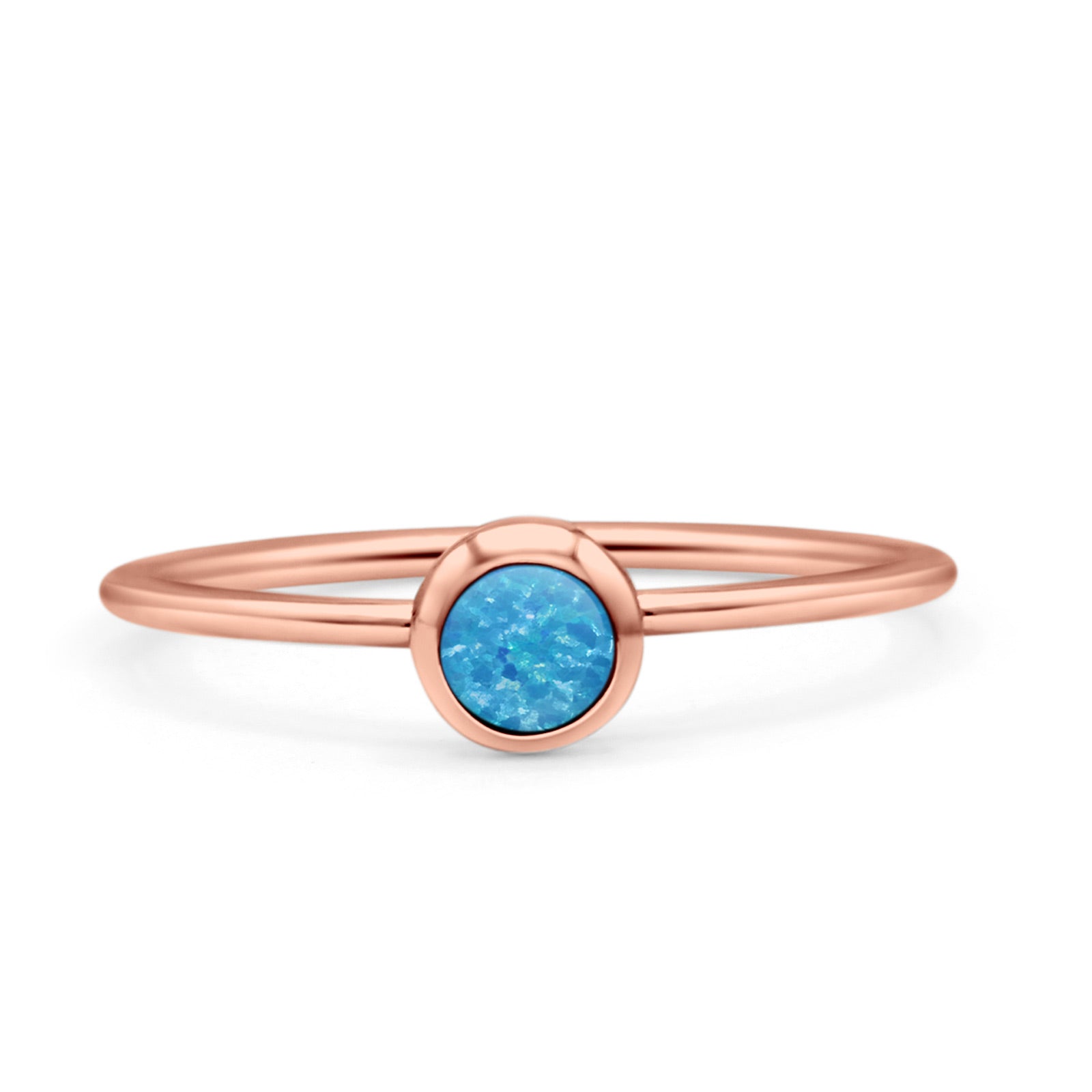 Round Fashion Statement Petite Dainty Thumb Ring Lab Created Opal Solid 925 Sterling Silver