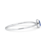 Round Fashion Statement Petite Dainty Thumb Ring Lab Created Opal Solid 925 Sterling Silver