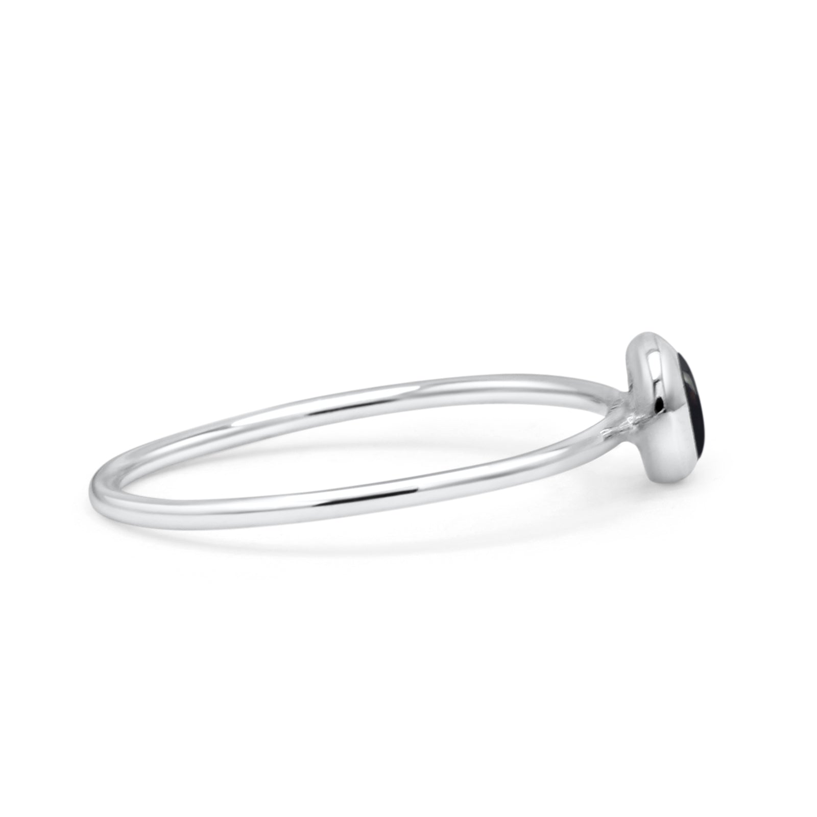 Round Fashion Statement Petite Dainty Thumb Ring Lab Created Opal Solid 925 Sterling Silver