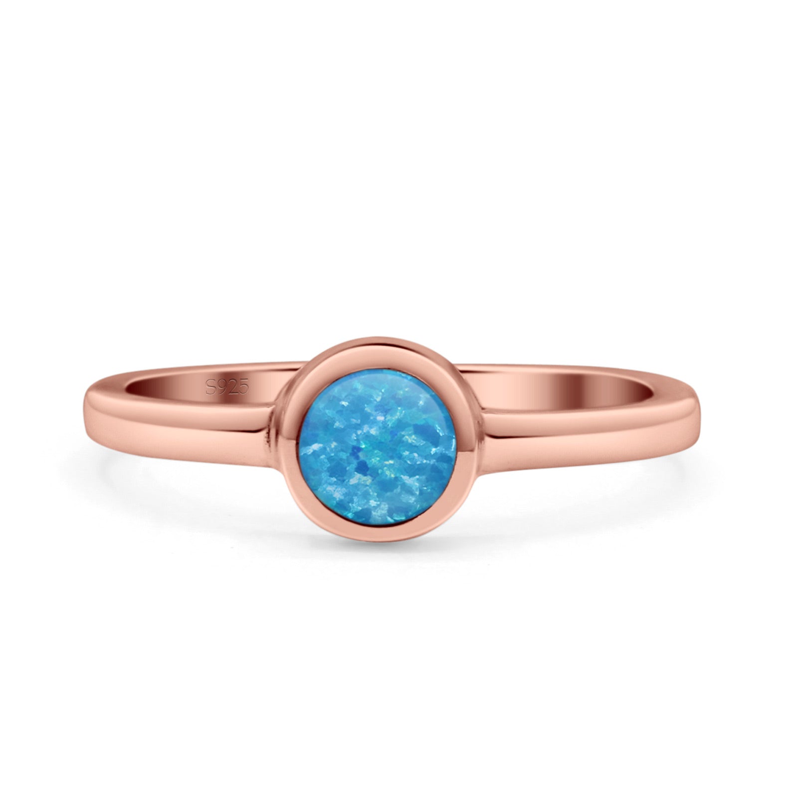 Round 6mm Thumb Ring Statement Fashion Ring Plain Band 925 Sterling Silver Petite Dainty Created Opal