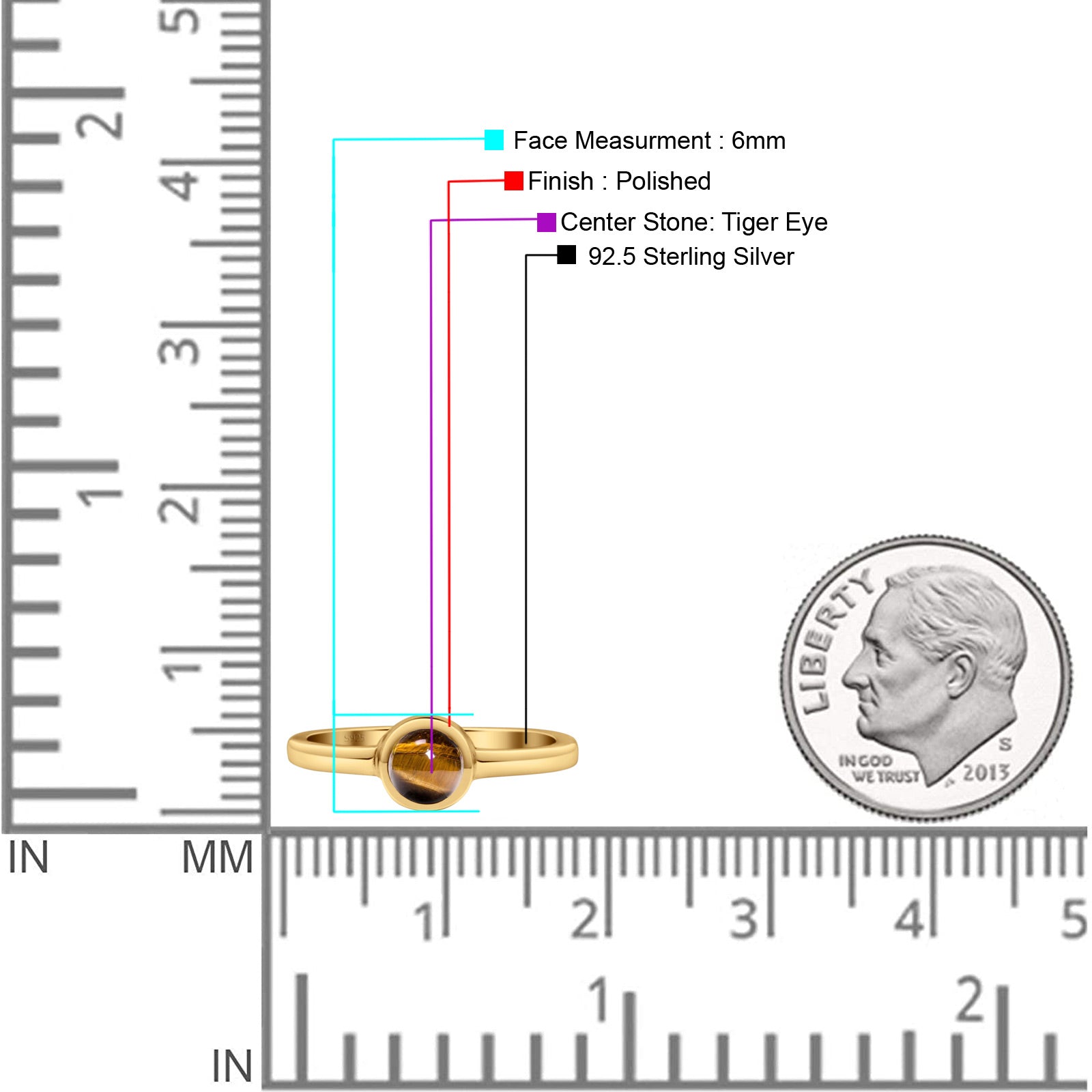 Round 6mm Thumb Ring Statement Fashion Ring Plain Band 925 Sterling Silver Petite Dainty Created Opal
