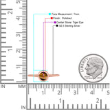 Round Statement Fashion Petite Dainty Thumb Ring Lab Created Opal Solid 925 Sterling Silver