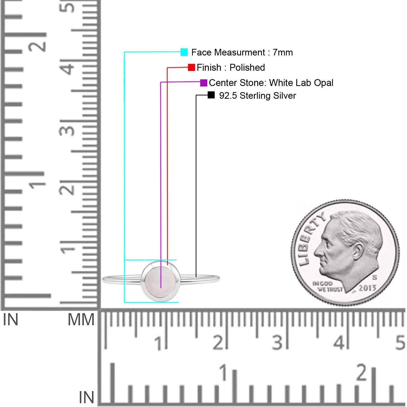 Round Statement Fashion Petite Dainty Thumb Ring Lab Created Opal Solid 925 Sterling Silver