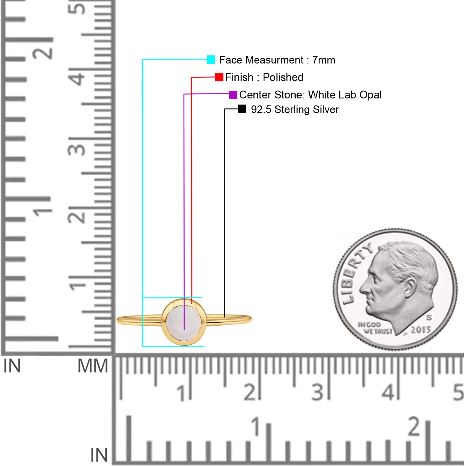 Round Statement Fashion Petite Dainty Thumb Ring Lab Created Opal Solid 925 Sterling Silver
