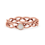Infinity X Cross Weave Entangle Round Statement Fashion Ring Lab Created Opal Solid 925 Sterling Silver