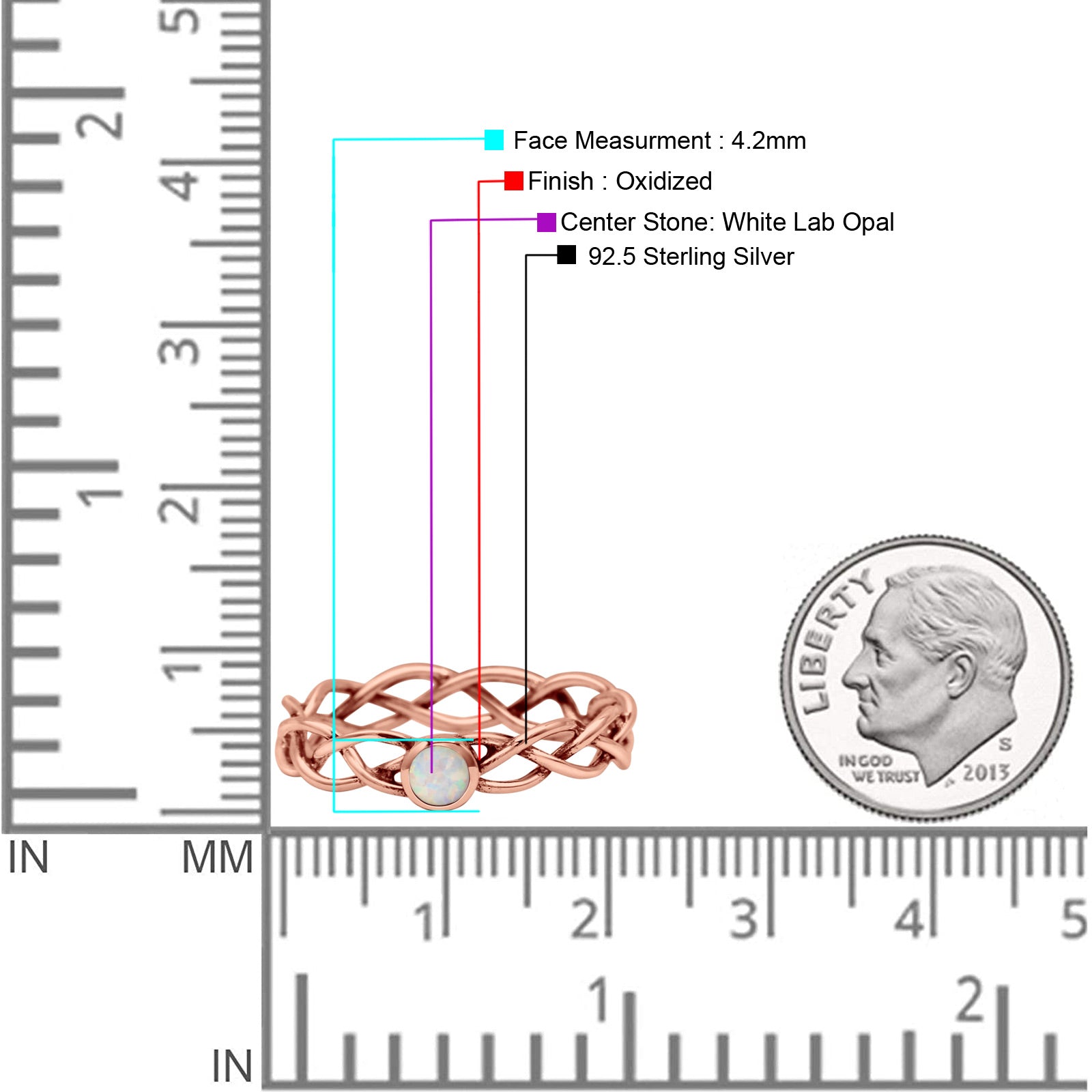 Infinity X Cross Weave Entangle Round Statement Fashion Ring Lab Created Opal Solid 925 Sterling Silver