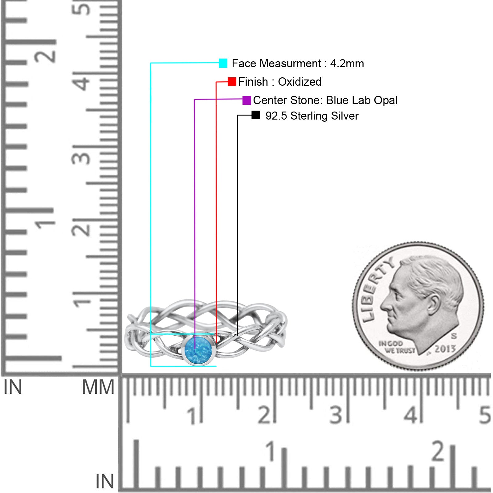 Infinity X Cross Weave Entangle Round Statement Fashion Ring Lab Created Opal Solid 925 Sterling Silver