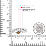 Infinity X Cross Weave Entangle Round Statement Fashion Ring Lab Created Opal Solid 925 Sterling Silver