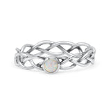 Infinity X Cross Weave Entangle Round Statement Fashion Ring Lab Created Opal Solid 925 Sterling Silver