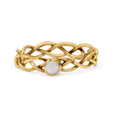 Infinity X Cross Weave Entangle Round Statement Fashion Ring Lab Created Opal Solid 925 Sterling Silver