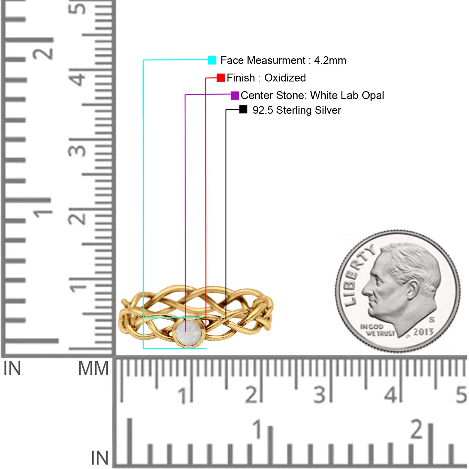 Infinity X Cross Weave Entangle Round Statement Fashion Ring Lab Created Opal Solid 925 Sterling Silver