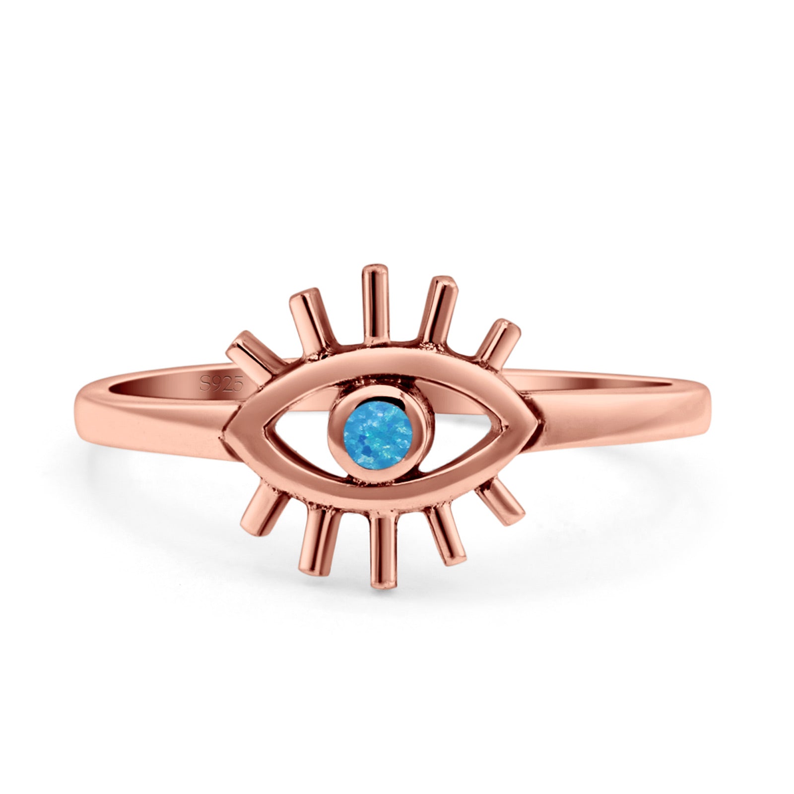 Evil Eye Thumb Ring Fashion Oxidized Lab Created Opal Solid 925 Sterling Silver