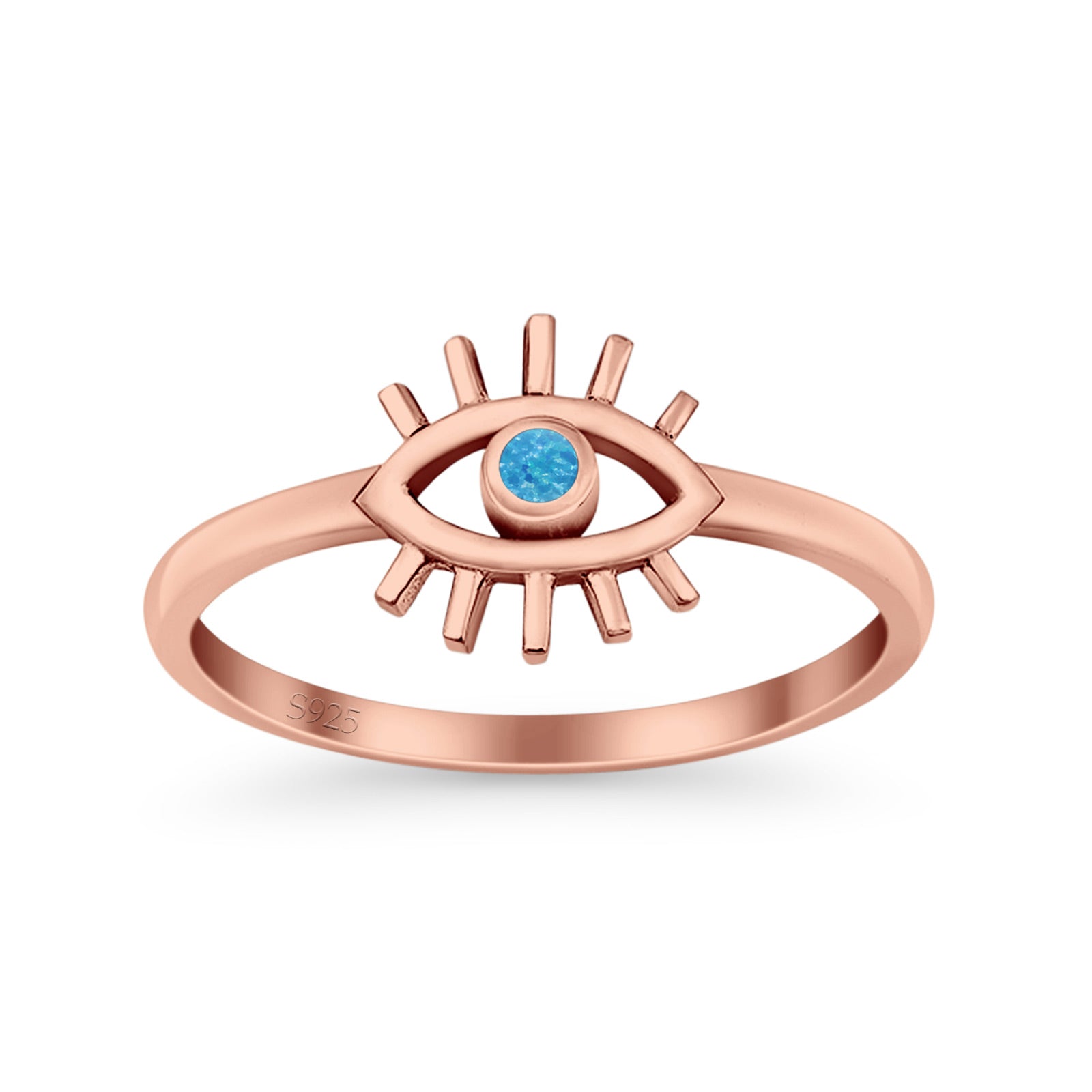 Evil Eye Thumb Ring Fashion Oxidized Lab Created Opal Solid 925 Sterling Silver