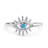 Evil Eye Thumb Ring Fashion Oxidized Lab Created Opal Solid 925 Sterling Silver