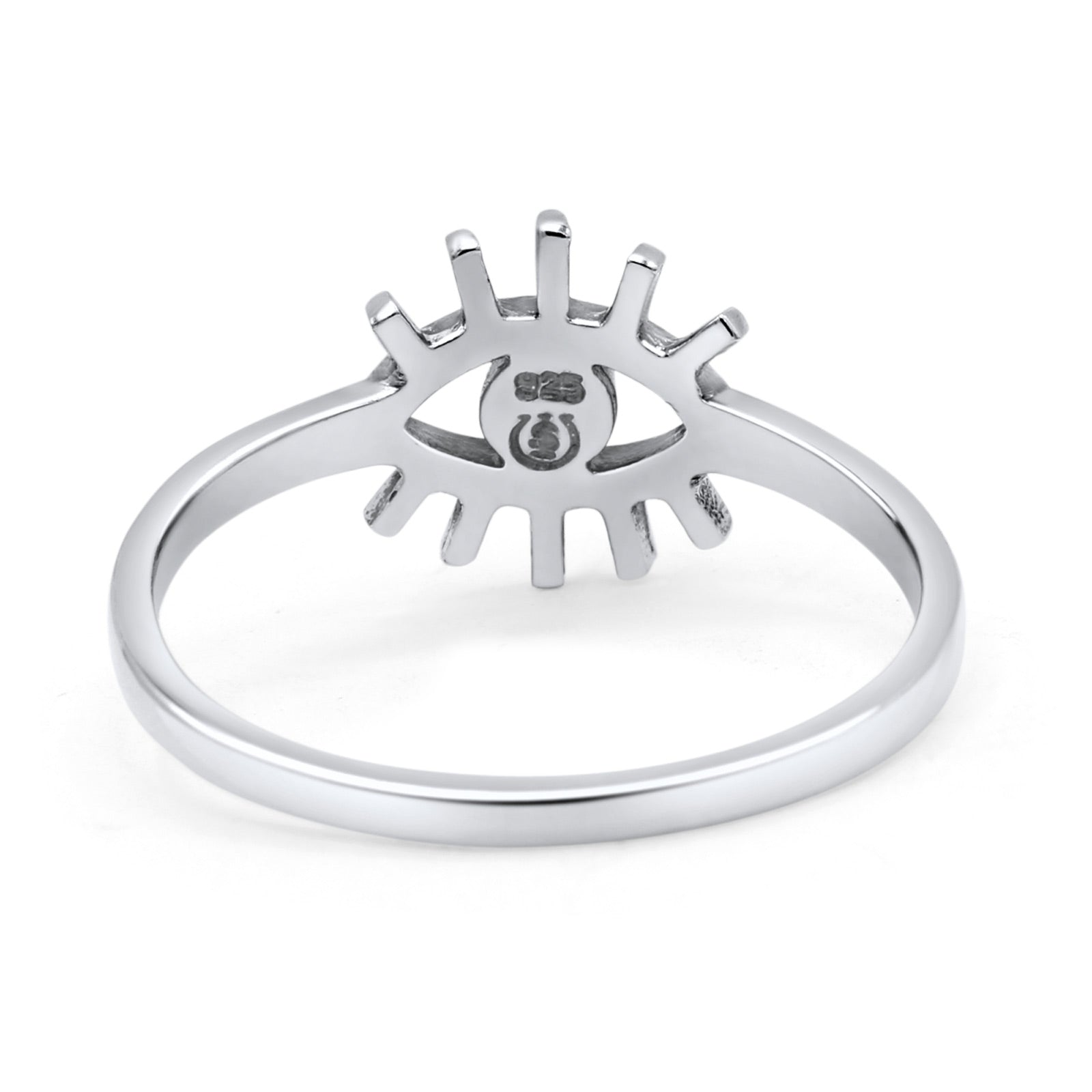 Evil Eye Thumb Ring Fashion Oxidized Lab Created Opal Solid 925 Sterling Silver