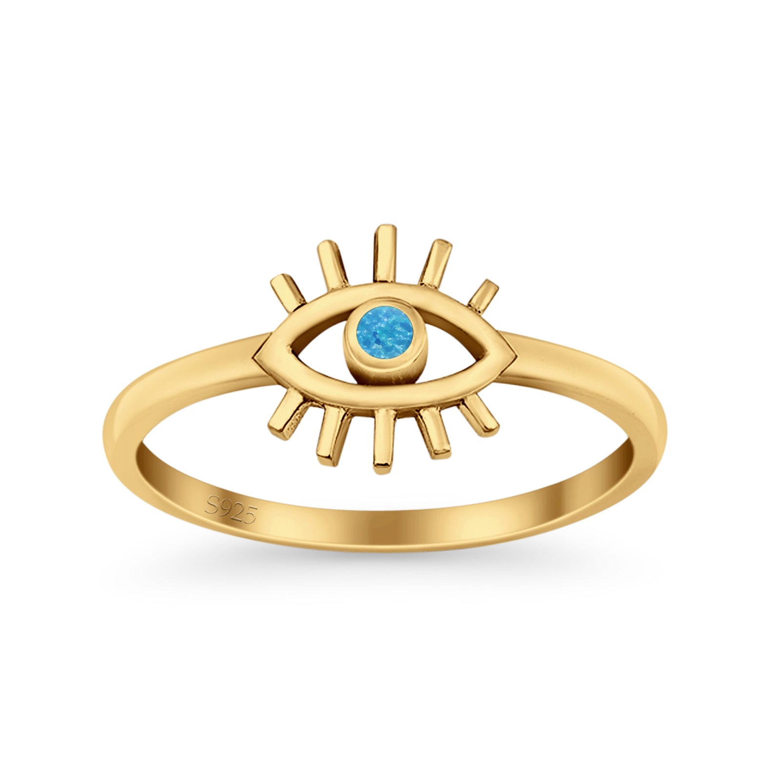 Evil Eye Thumb Ring Fashion Oxidized Lab Created Opal Solid 925 Sterling Silver