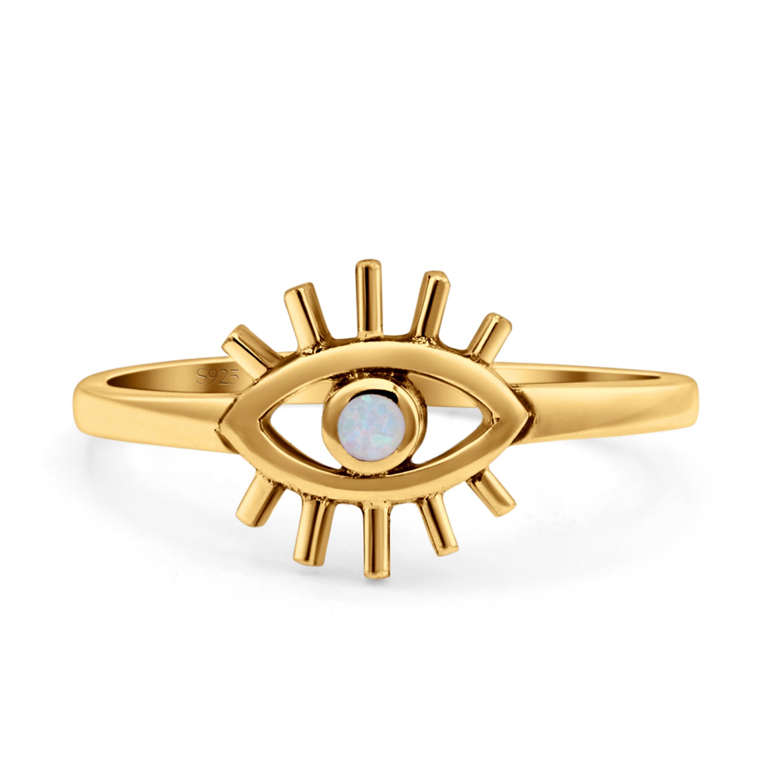 Evil Eye Thumb Ring Fashion Oxidized Lab Created Opal Solid 925 Sterling Silver