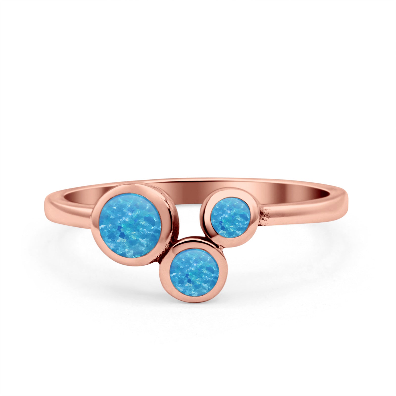Three-Stone Lab Created Opal Ring 925 Sterling Silver