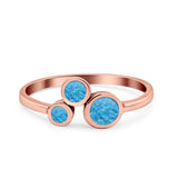 Three-Stone Lab Created Opal Ring 925 Sterling Silver