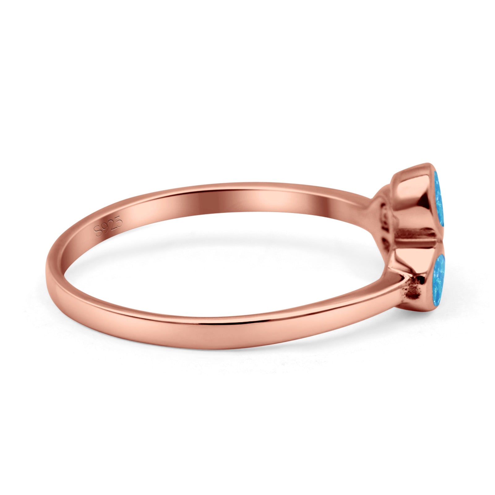 Three-Stone Lab Created Opal Ring 925 Sterling Silver