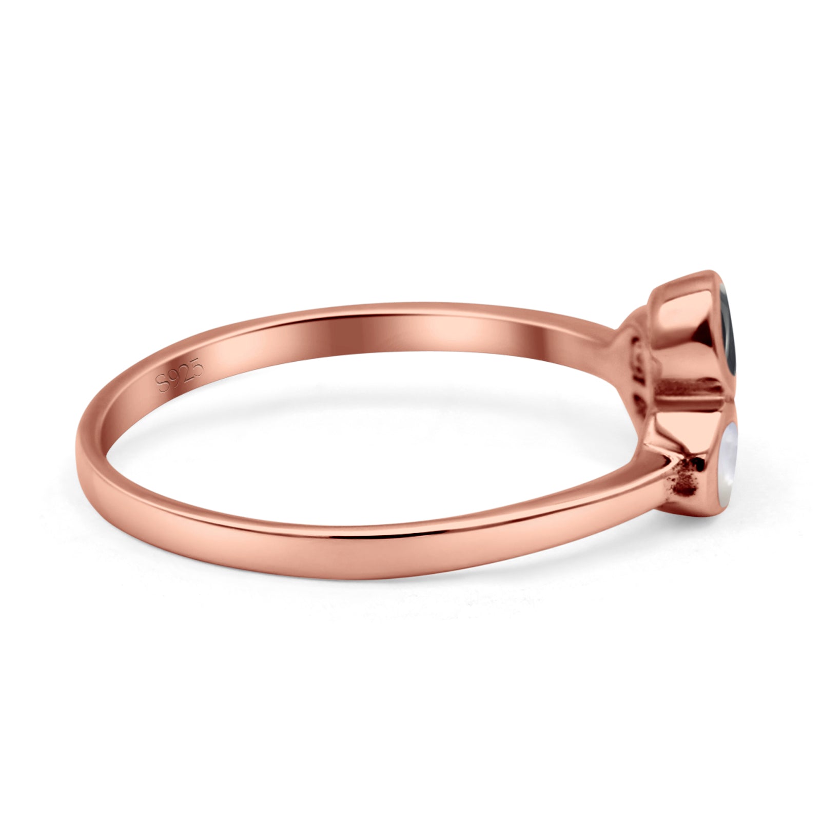 Three-Stone Lab Created Opal Ring 925 Sterling Silver