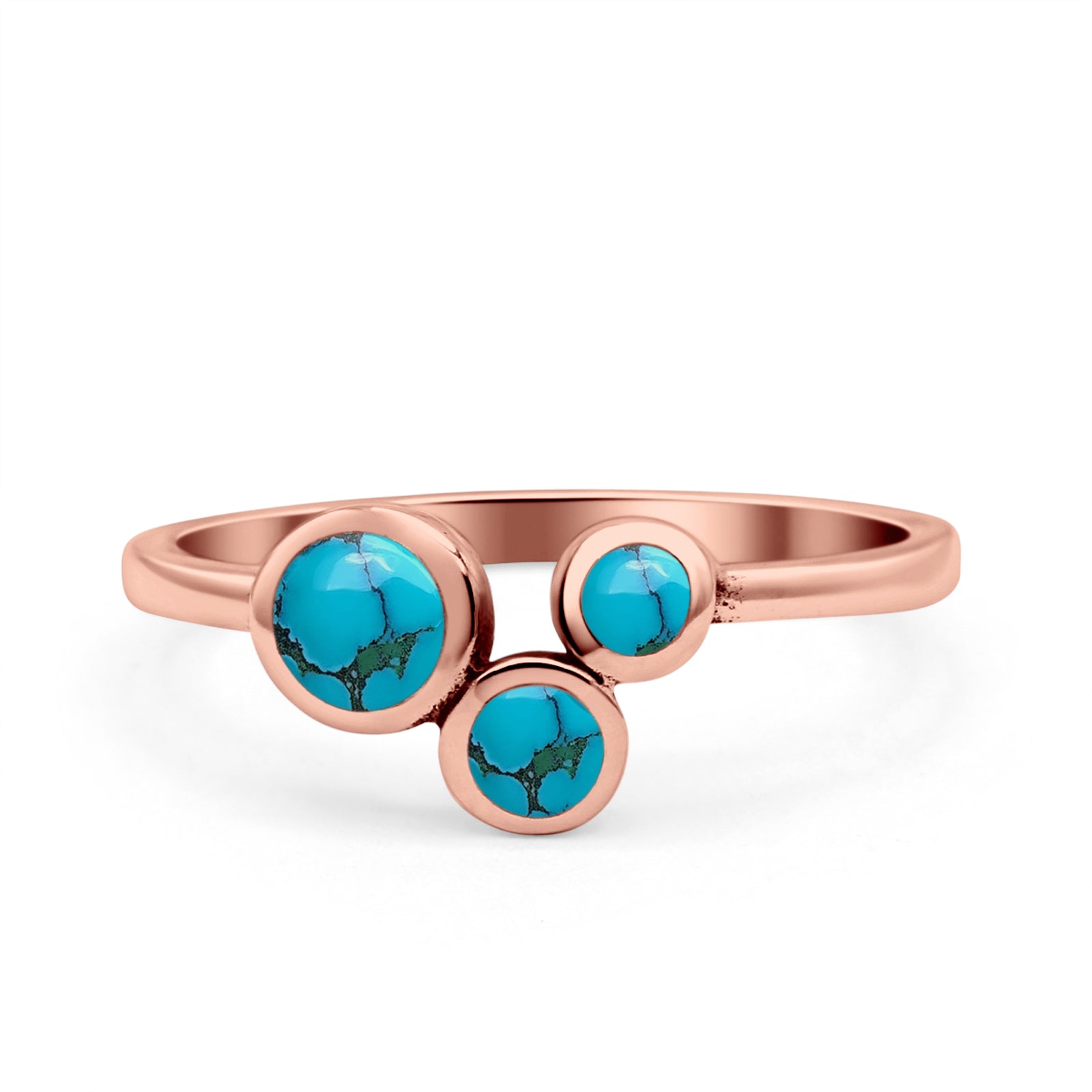 Three-Stone Lab Created Opal Ring 925 Sterling Silver