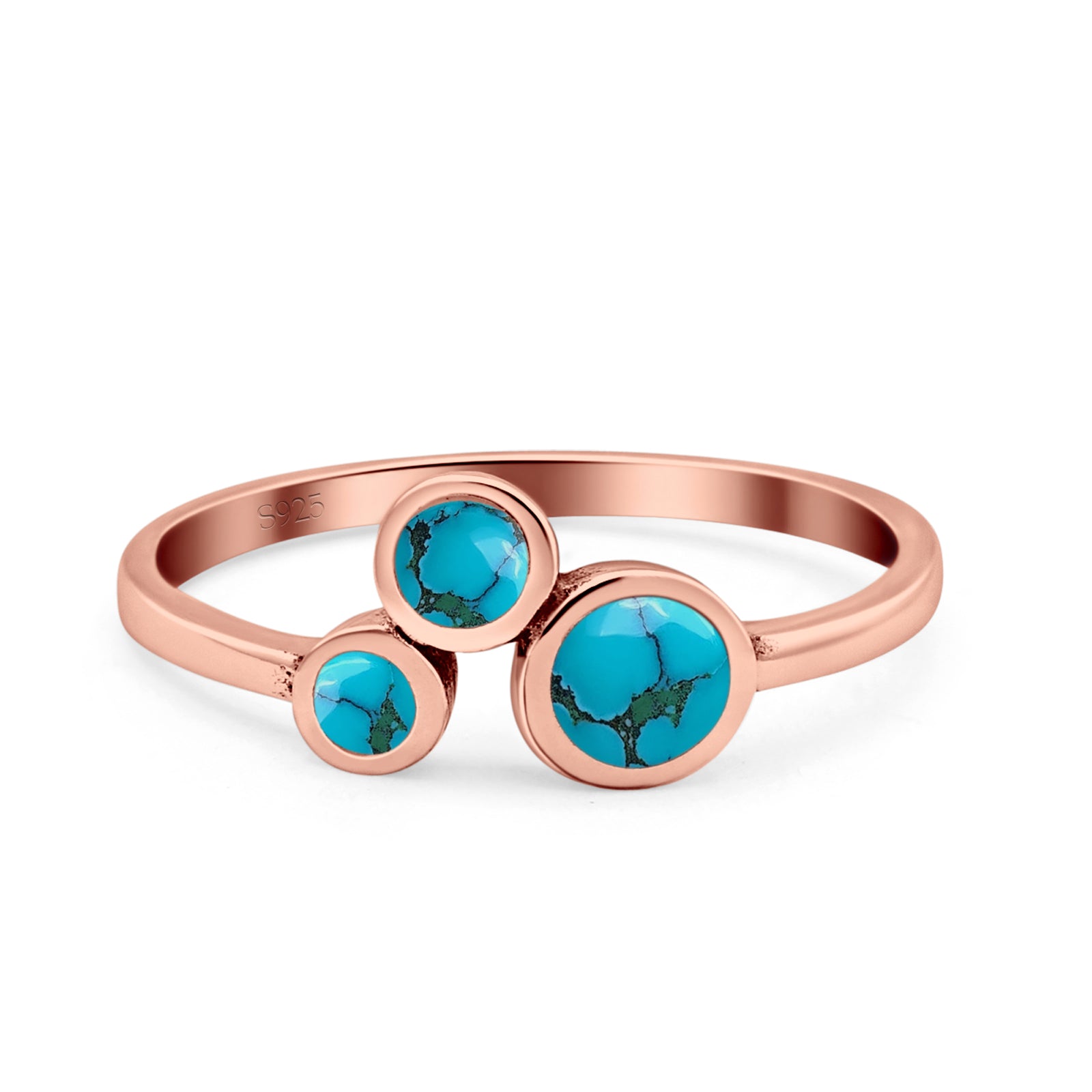 Three-Stone Lab Created Opal Ring 925 Sterling Silver