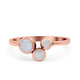 Three-Stone Lab Created Opal Ring 925 Sterling Silver