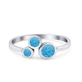 Three-Stone Lab Created Opal Ring 925 Sterling Silver