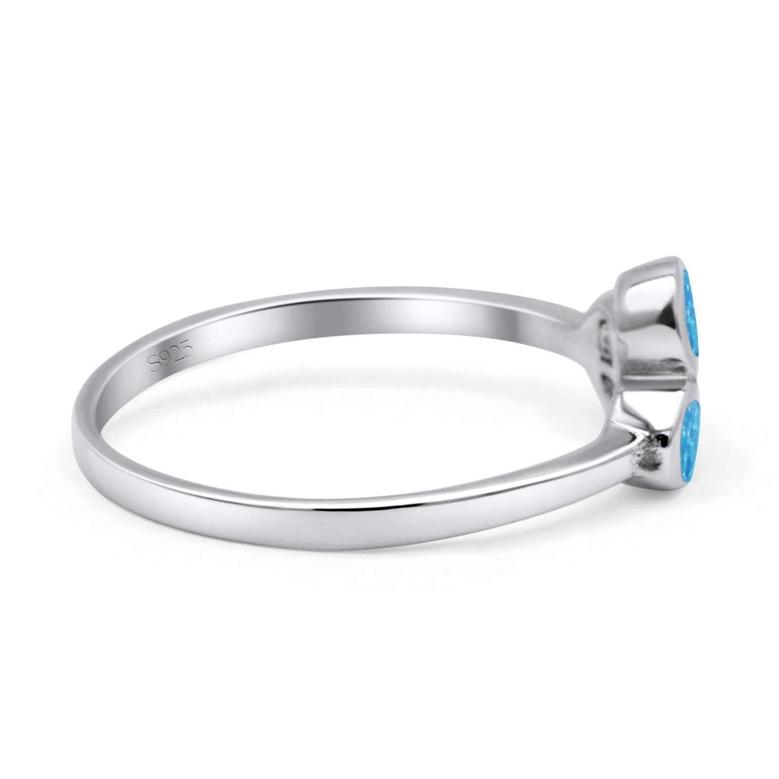 Three-Stone Lab Created Opal Ring 925 Sterling Silver