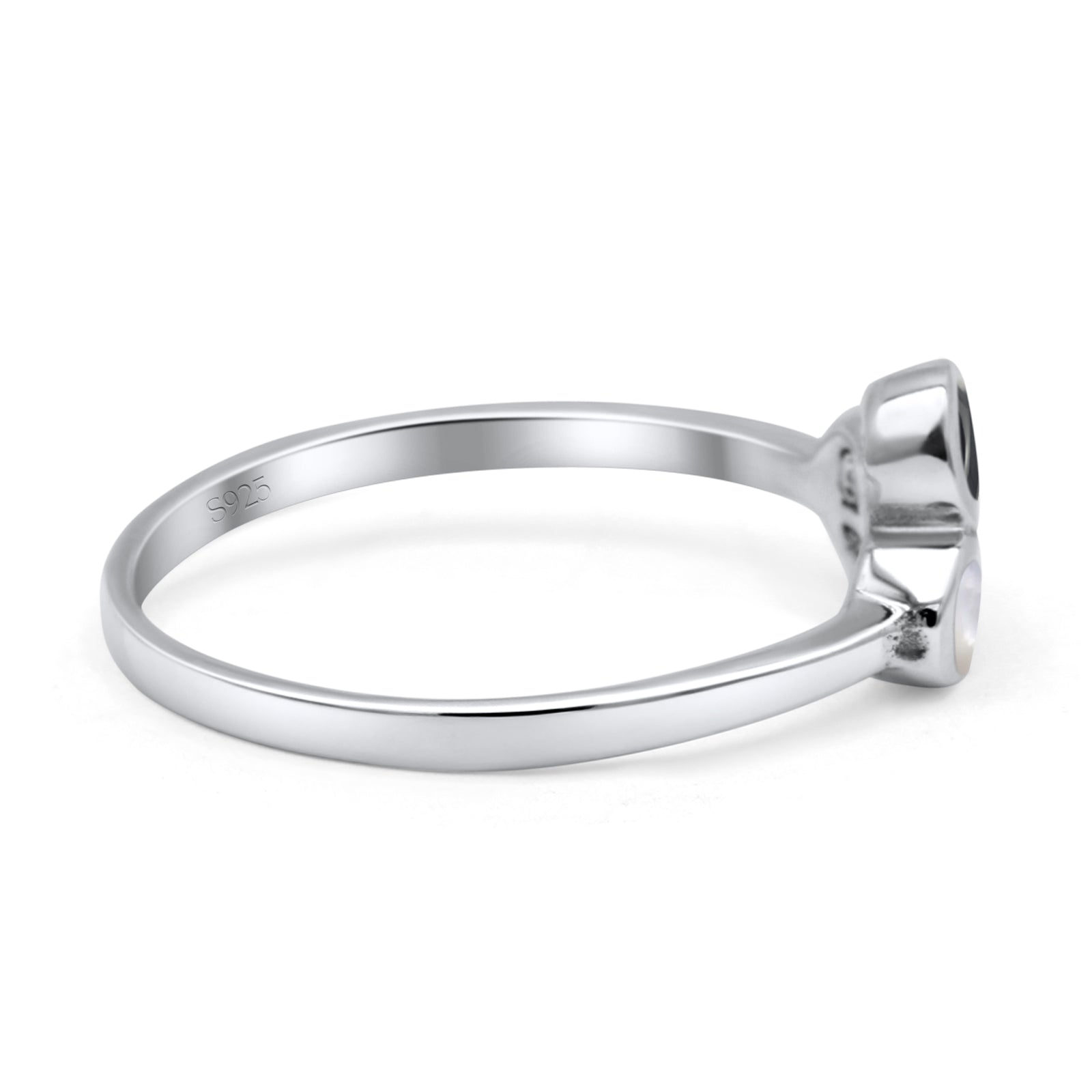 Three-Stone Lab Created Opal Ring 925 Sterling Silver