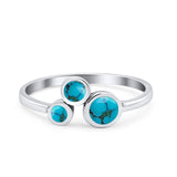 Three-Stone Lab Created Opal Ring 925 Sterling Silver