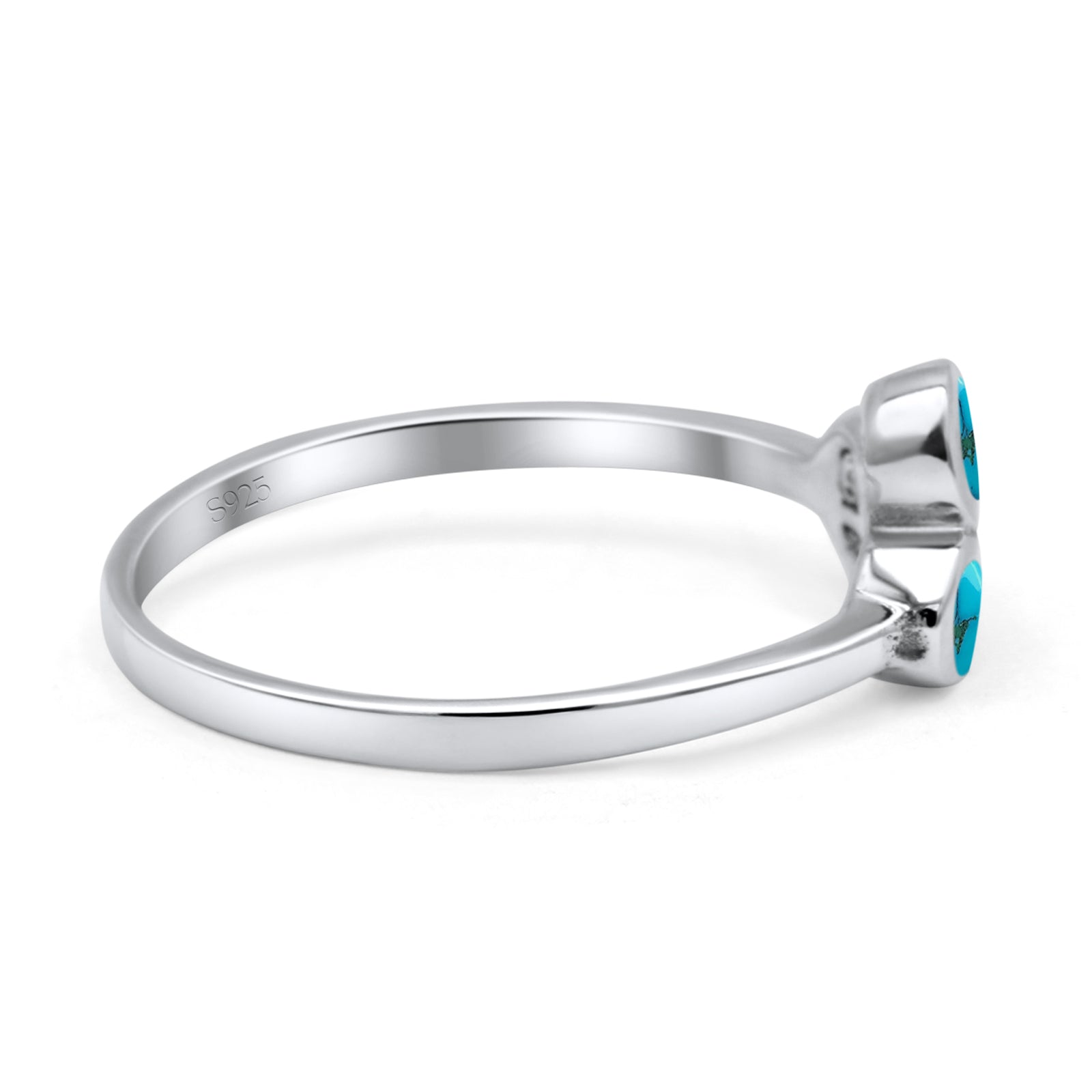 Three-Stone Lab Created Opal Ring 925 Sterling Silver
