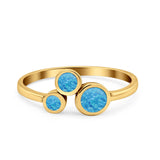 Three-Stone Lab Created Opal Ring 925 Sterling Silver