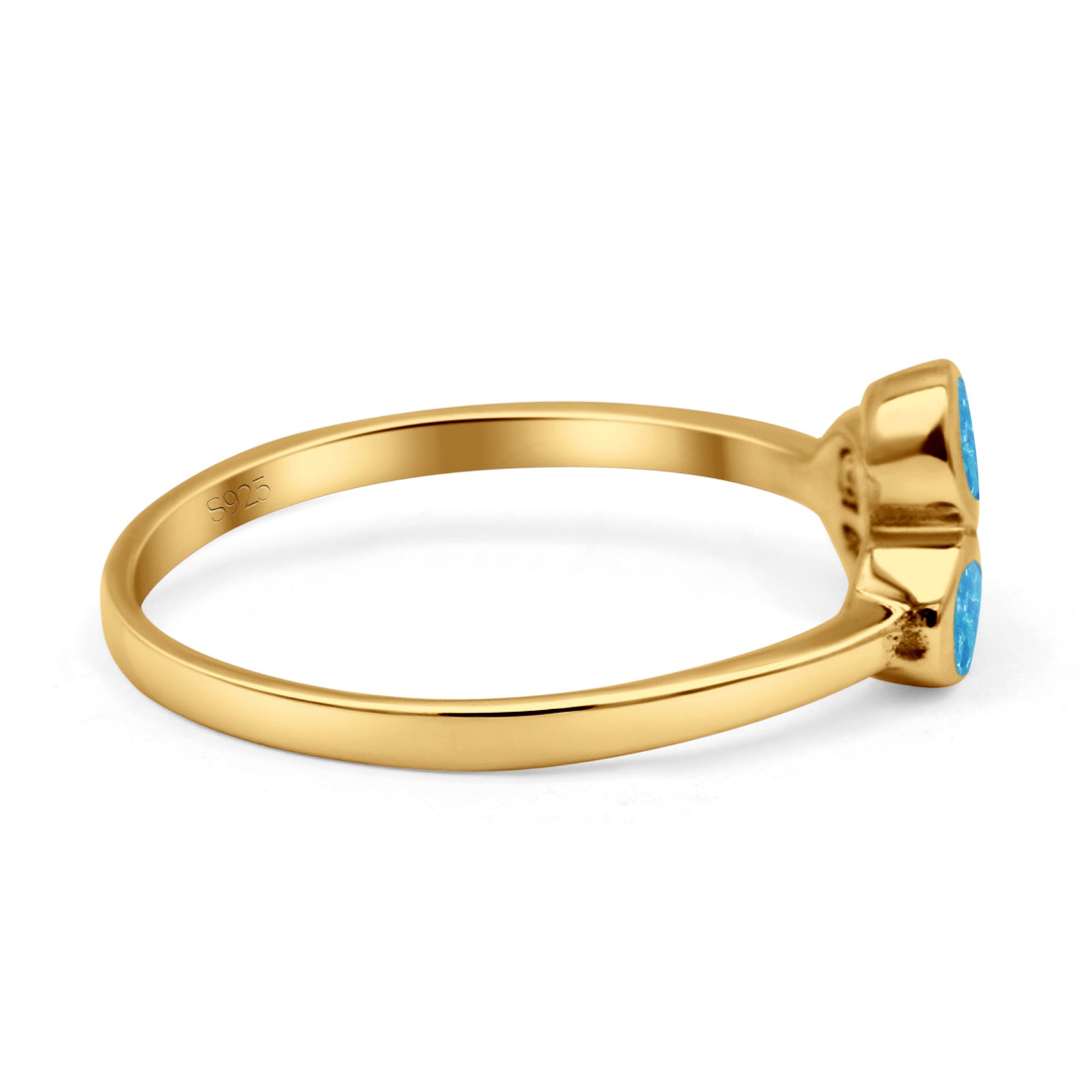 Three-Stone Lab Created Opal Ring 925 Sterling Silver