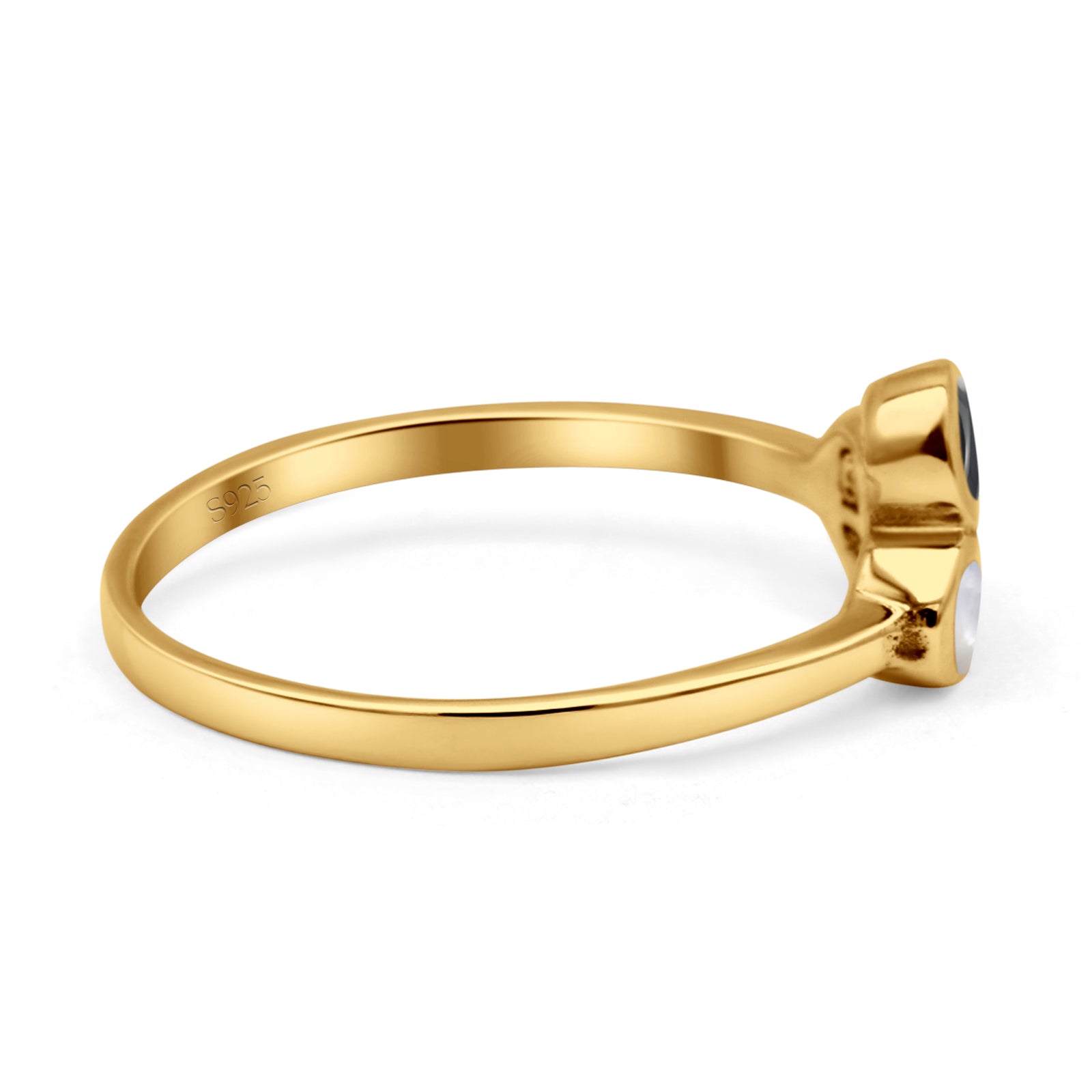 Three-Stone Lab Created Opal Ring 925 Sterling Silver