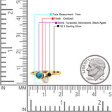 Three-Stone Lab Created Opal Ring 925 Sterling Silver