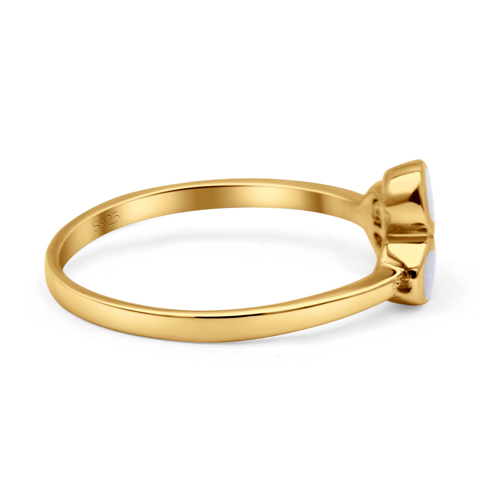 Three-Stone Lab Created Opal Ring 925 Sterling Silver