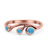 New Design Three Stone Petite Dainty Thumb Fashion Ring Lab Created Opal Solid 925 Sterling Silver