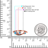 New Design Three Stone Petite Dainty Thumb Fashion Ring Lab Created Opal Solid 925 Sterling Silver