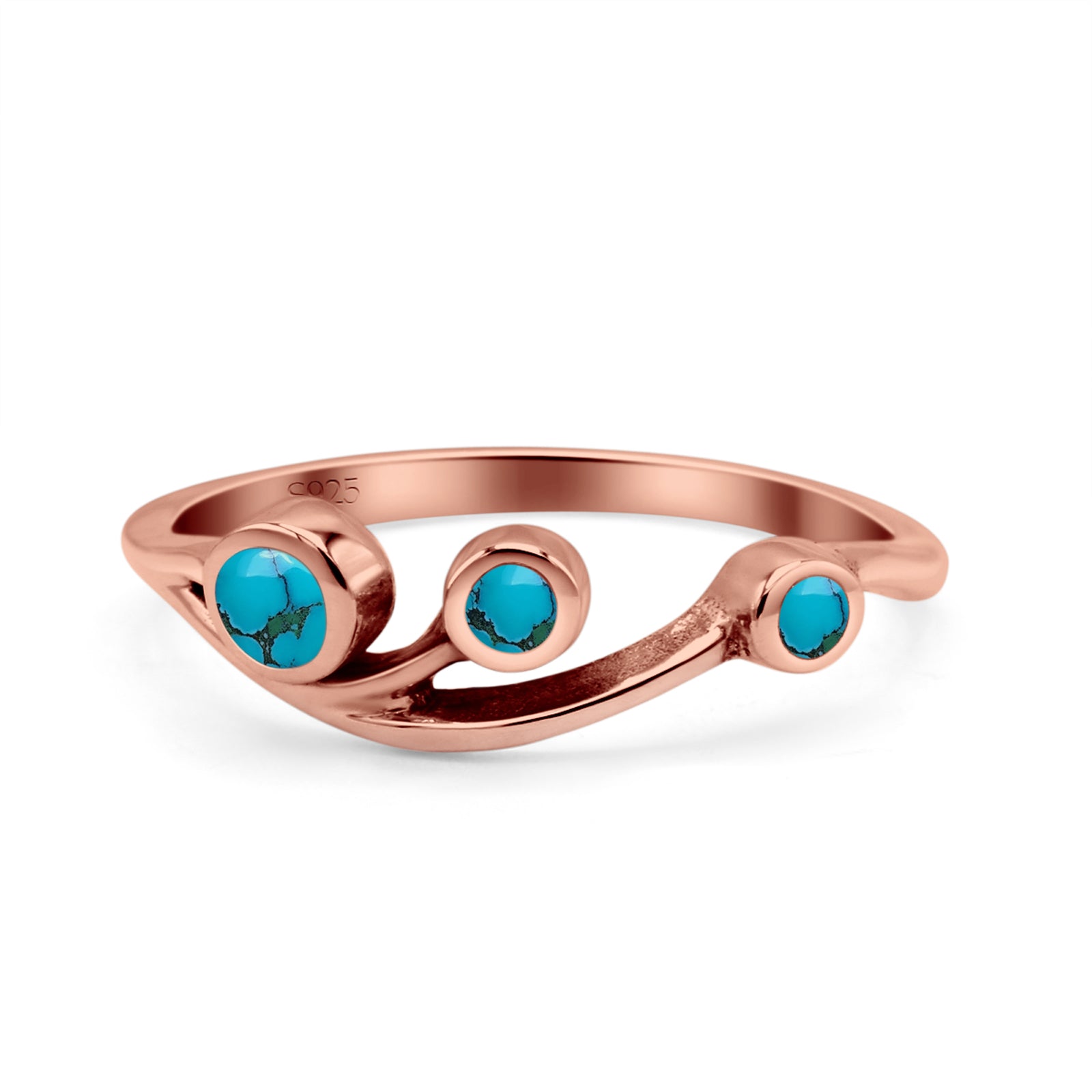 New Design Three Stone Petite Dainty Thumb Fashion Ring Lab Created Opal Solid 925 Sterling Silver