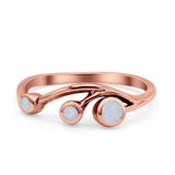 New Design Three Stone Petite Dainty Thumb Fashion Ring Lab Created Opal Solid 925 Sterling Silver