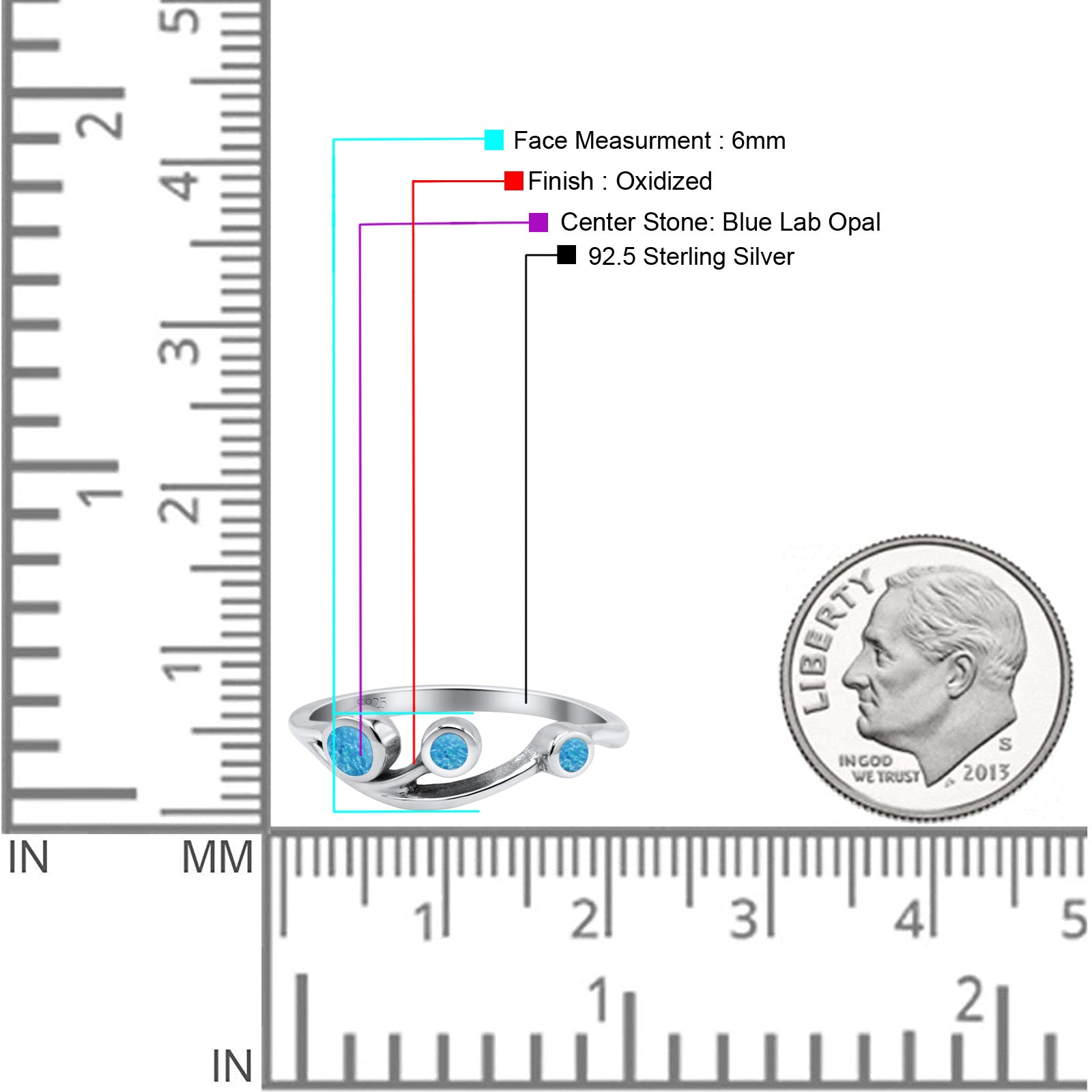New Design Three Stone Petite Dainty Thumb Fashion Ring Lab Created Opal Solid 925 Sterling Silver