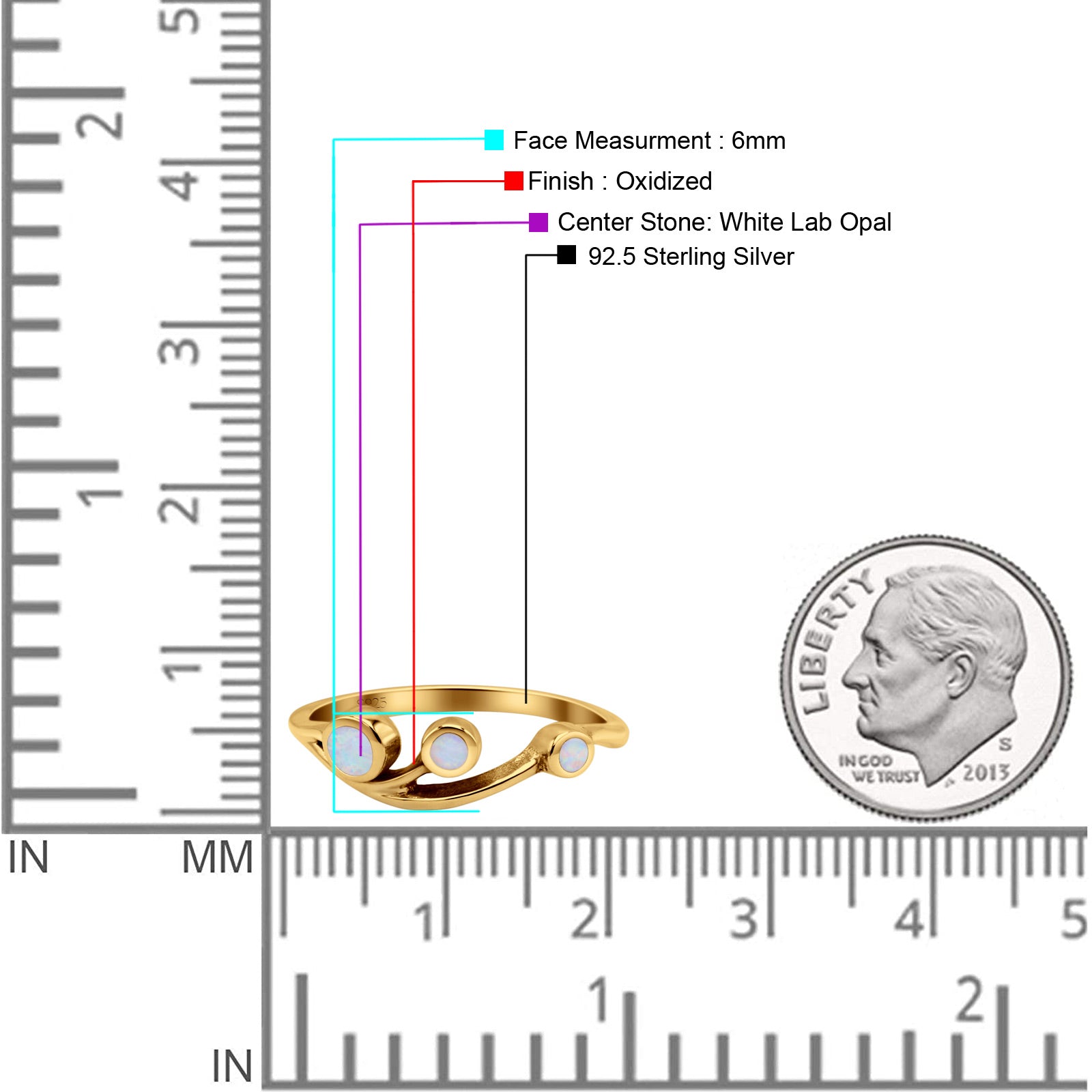 New Design Three Stone Petite Dainty Thumb Fashion Ring Lab Created Opal Solid 925 Sterling Silver