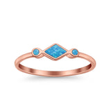 Square Vintage Style Petite Dainty Statement Fashion Thumb Ring Lab Created Opal 925 Sterling Silver