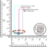 Square Vintage Style Petite Dainty Statement Fashion Thumb Ring Lab Created Opal 925 Sterling Silver