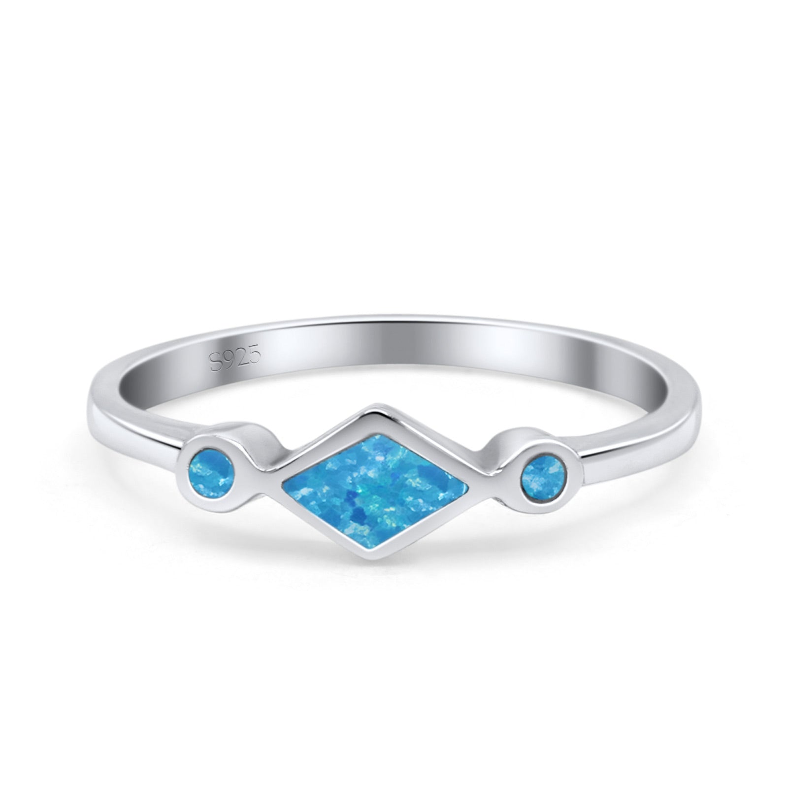 Square Vintage Style Petite Dainty Statement Fashion Thumb Ring Lab Created Opal 925 Sterling Silver